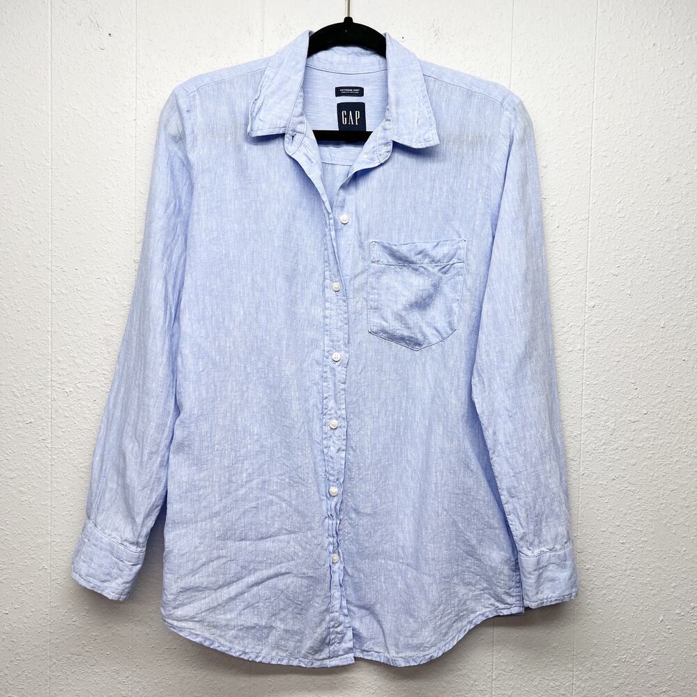 Gap Boyfriend Linen Shirt Womens XS Casual Minimalist Work Career Beachy Capsule